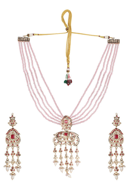 Royal Jadau Pink Necklace Set 