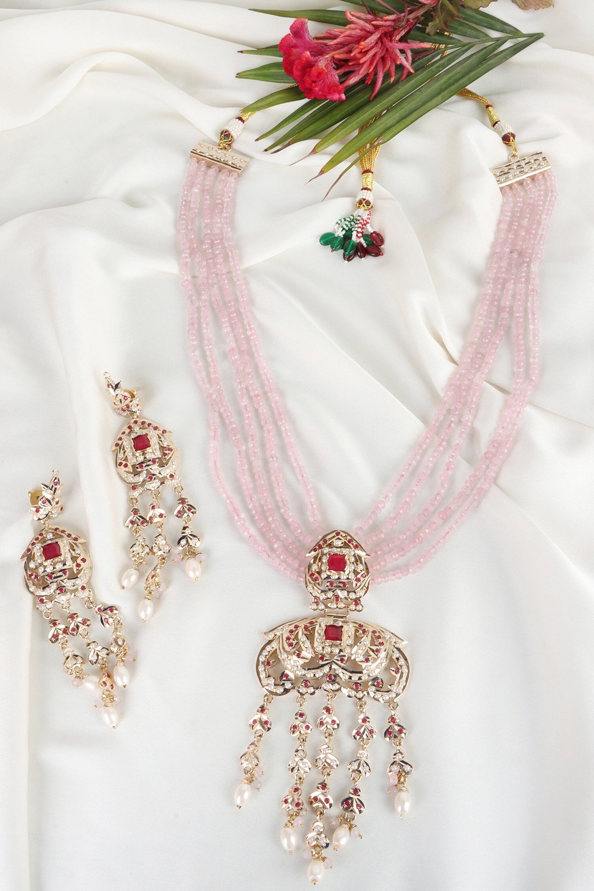 Royal Jadau Pink Necklace Set 