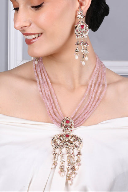 Royal Jadau Pink Necklace Set 