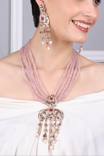 Royal Jadau Pink Necklace Set 