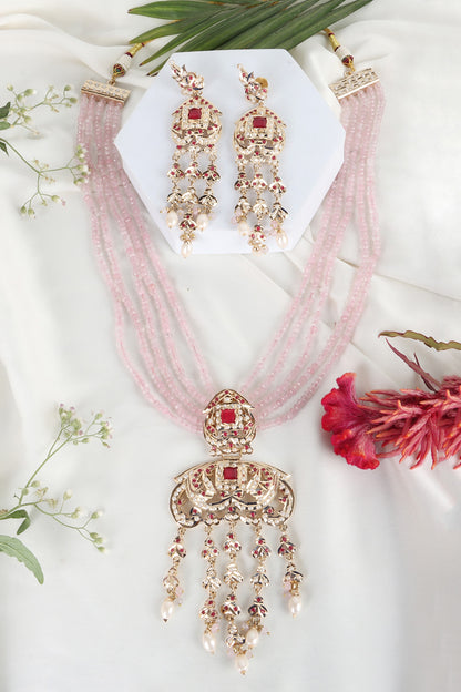 Royal Jadau Pink Necklace Set 