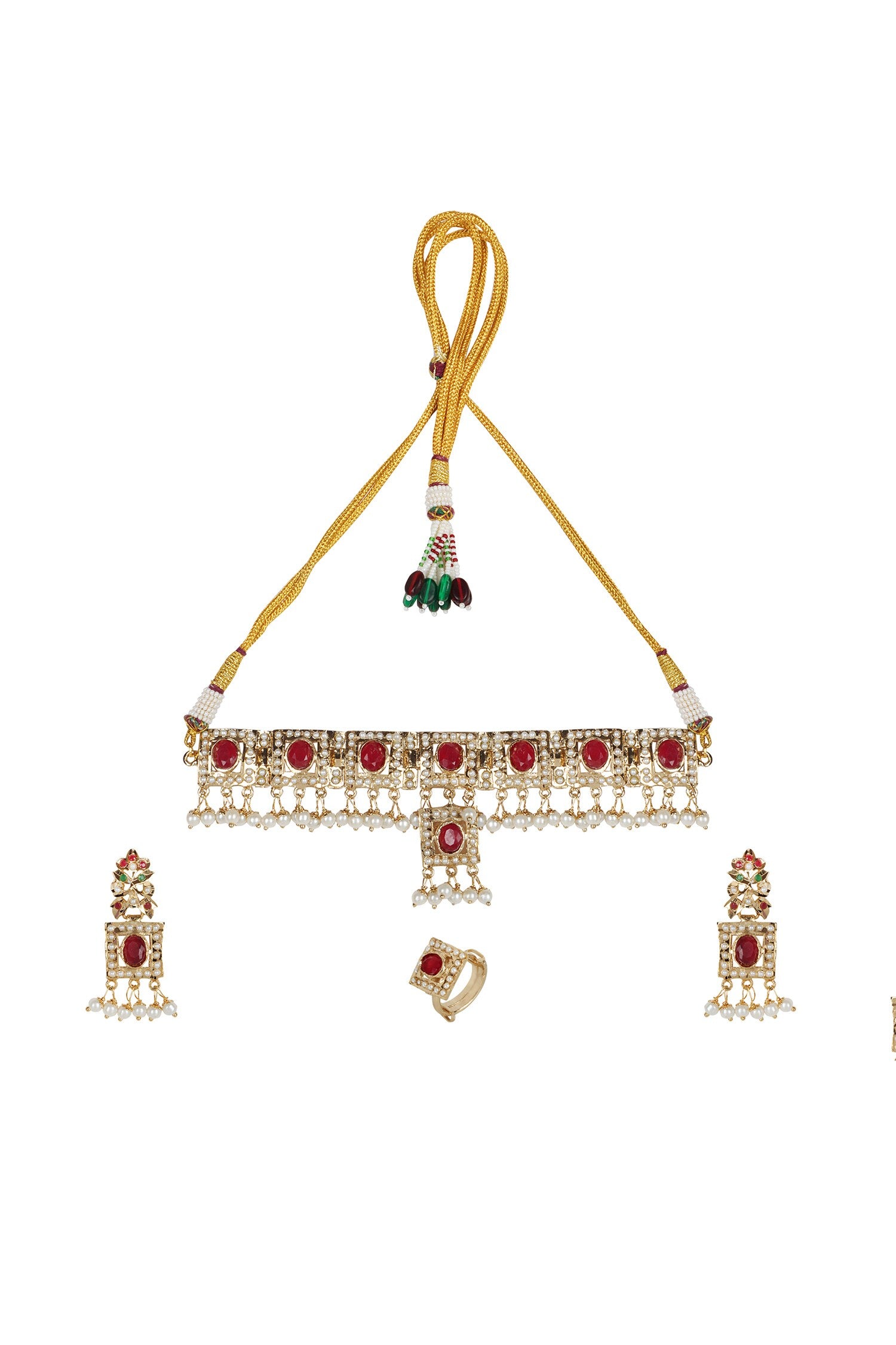 Royal Ruby & White Stone Choker Set 