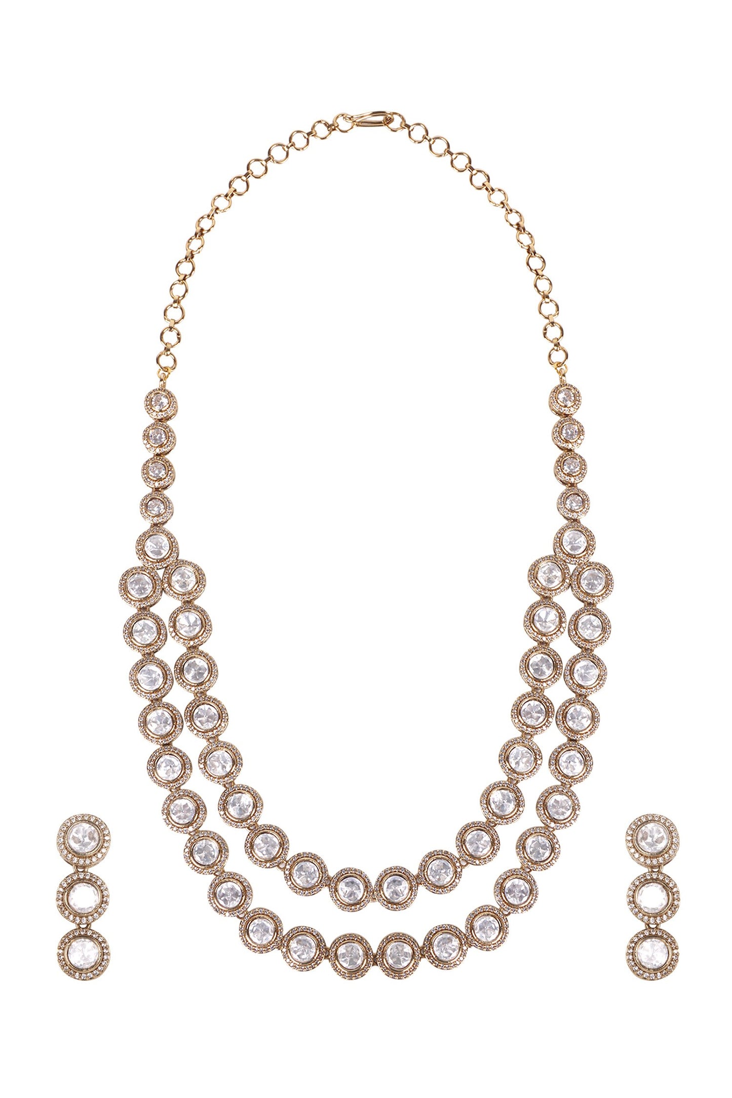 Twin Layer Victorian Gold-Plated Necklace Set 