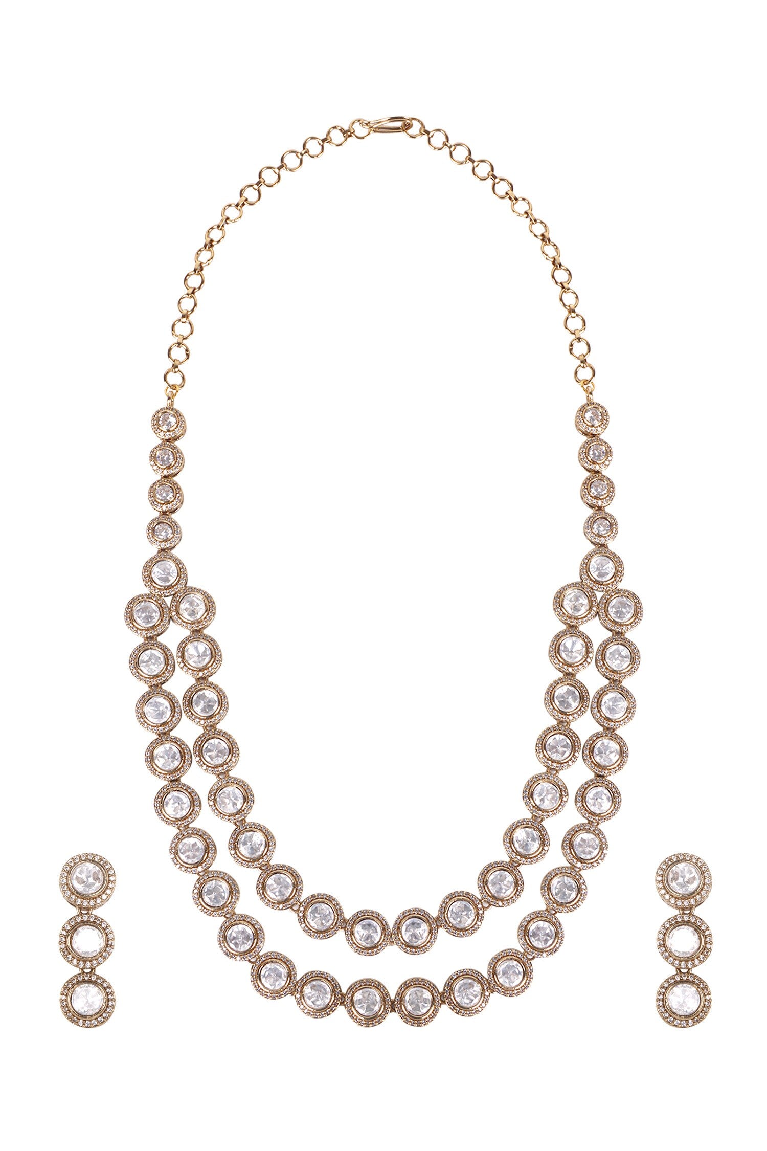 Twin Layer Victorian Gold-Plated Necklace Set 