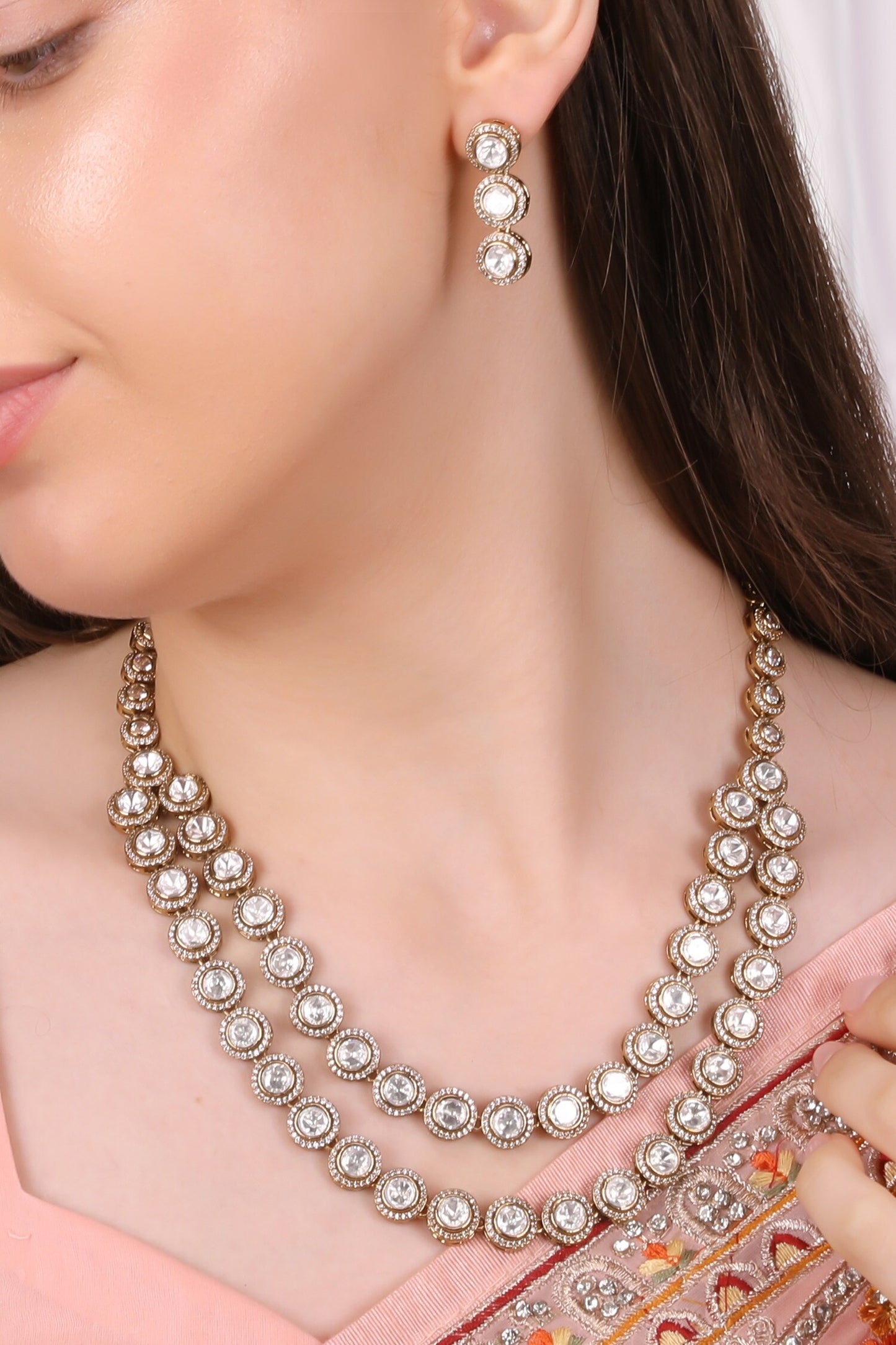 Twin Layer Victorian Gold-Plated Necklace Set 