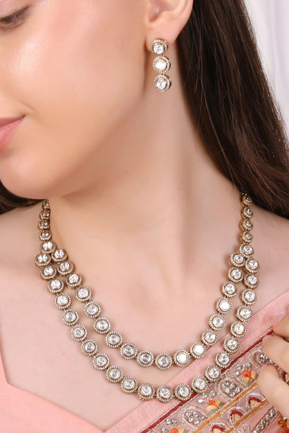 Twin Layer Victorian Gold-Plated Necklace Set 
