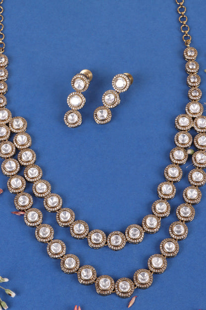 Twin Layer Victorian Gold-Plated Necklace Set 
