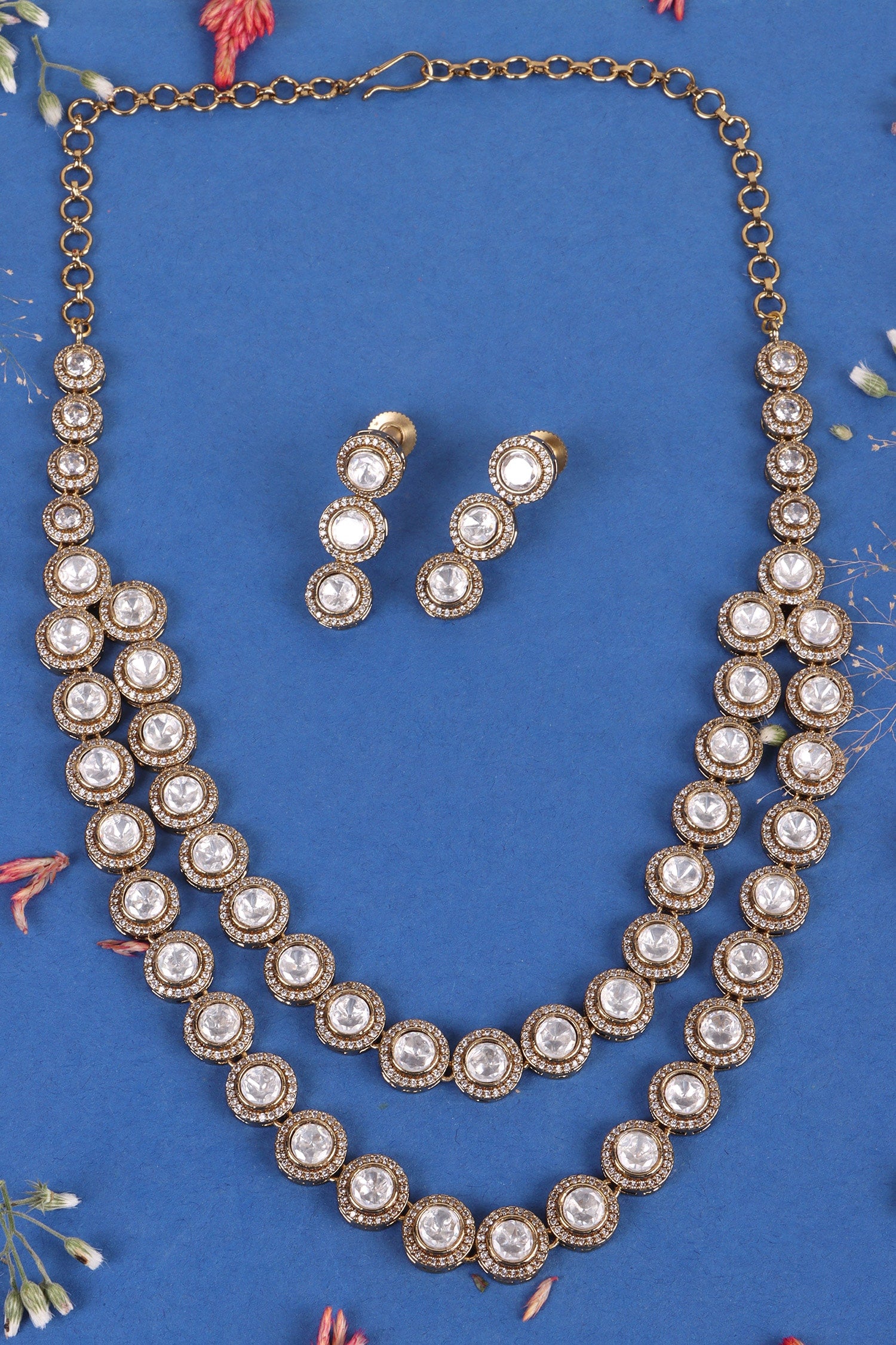 Twin Layer Victorian Gold-Plated Necklace Set 