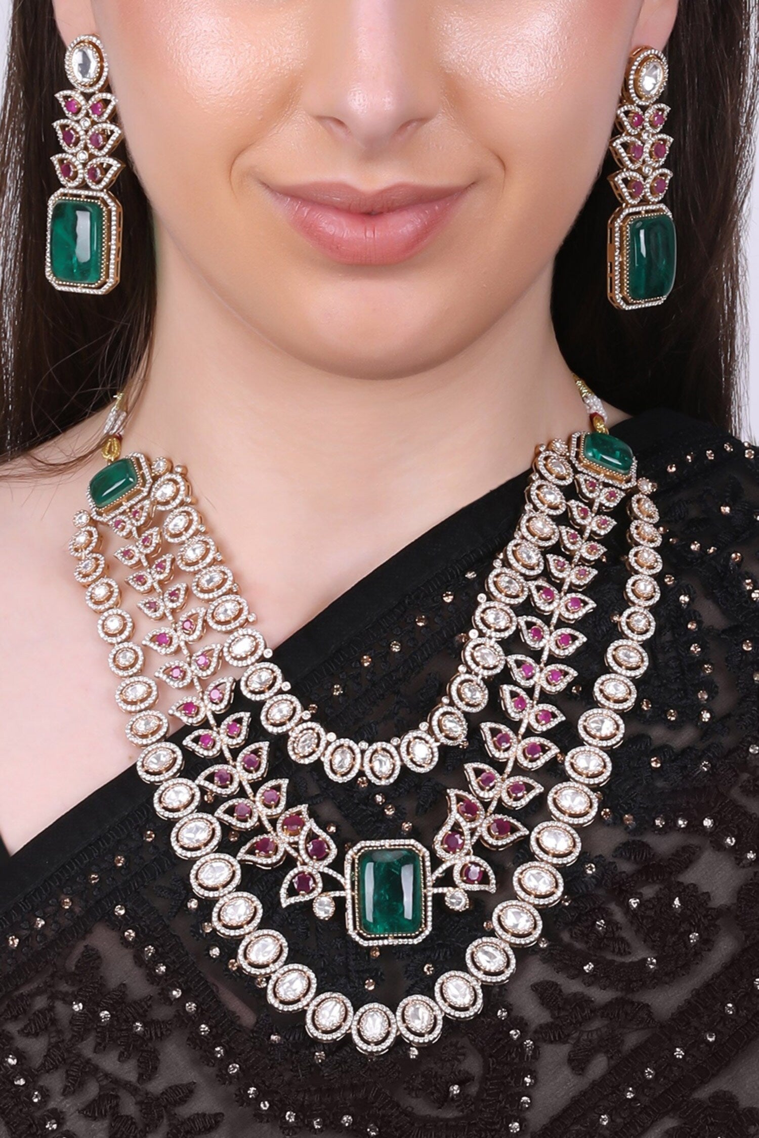 Queen Vic Emerald & Ruby Kundan Set 