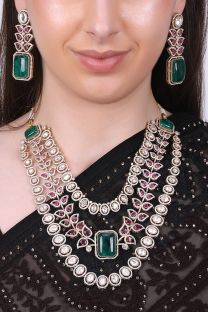 Queen Vic Emerald & Ruby Kundan Set 