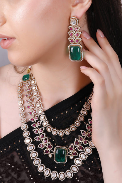 Queen Vic Emerald & Ruby Kundan Set 
