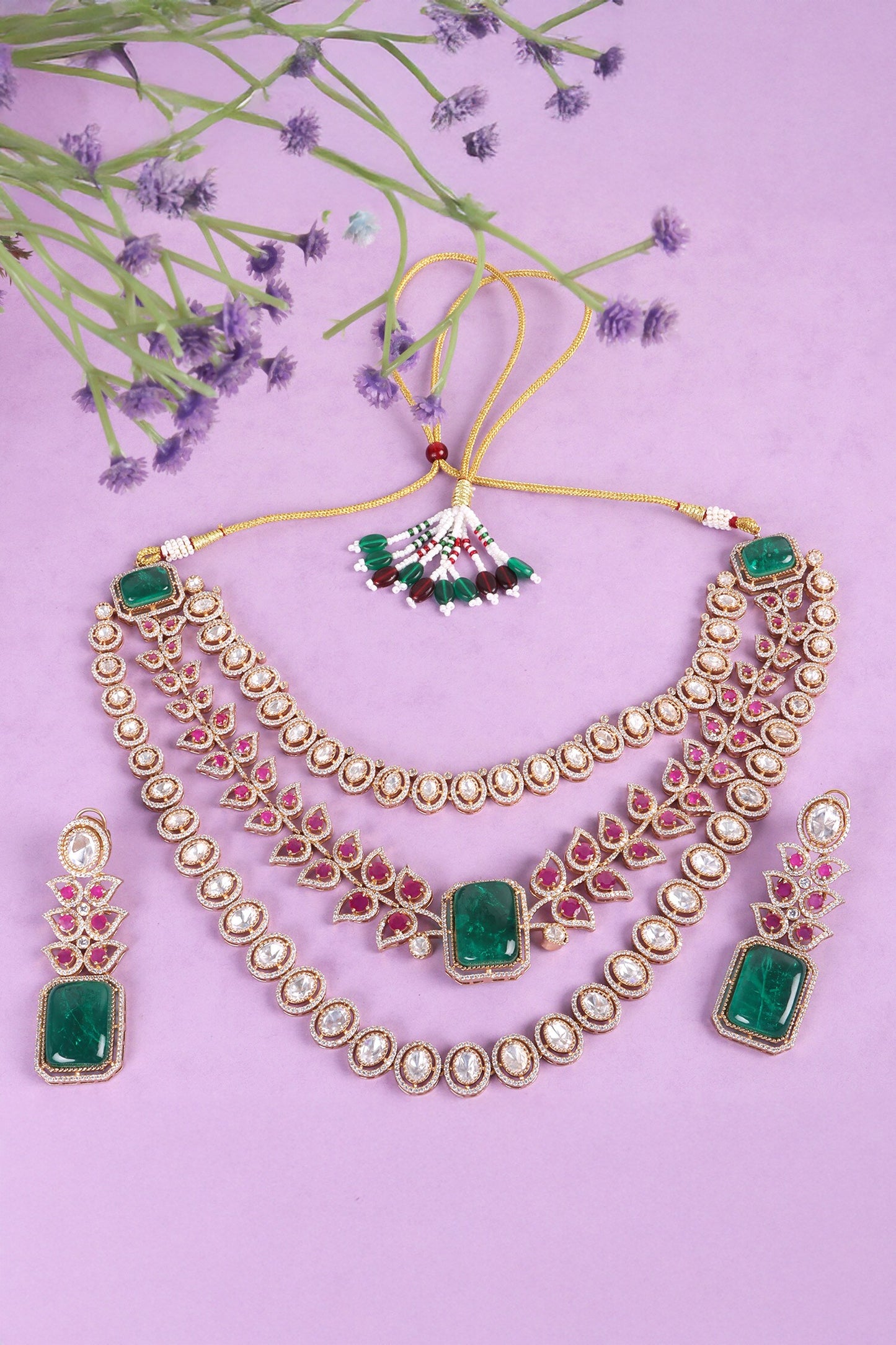 Queen Vic Emerald & Ruby Kundan Set 