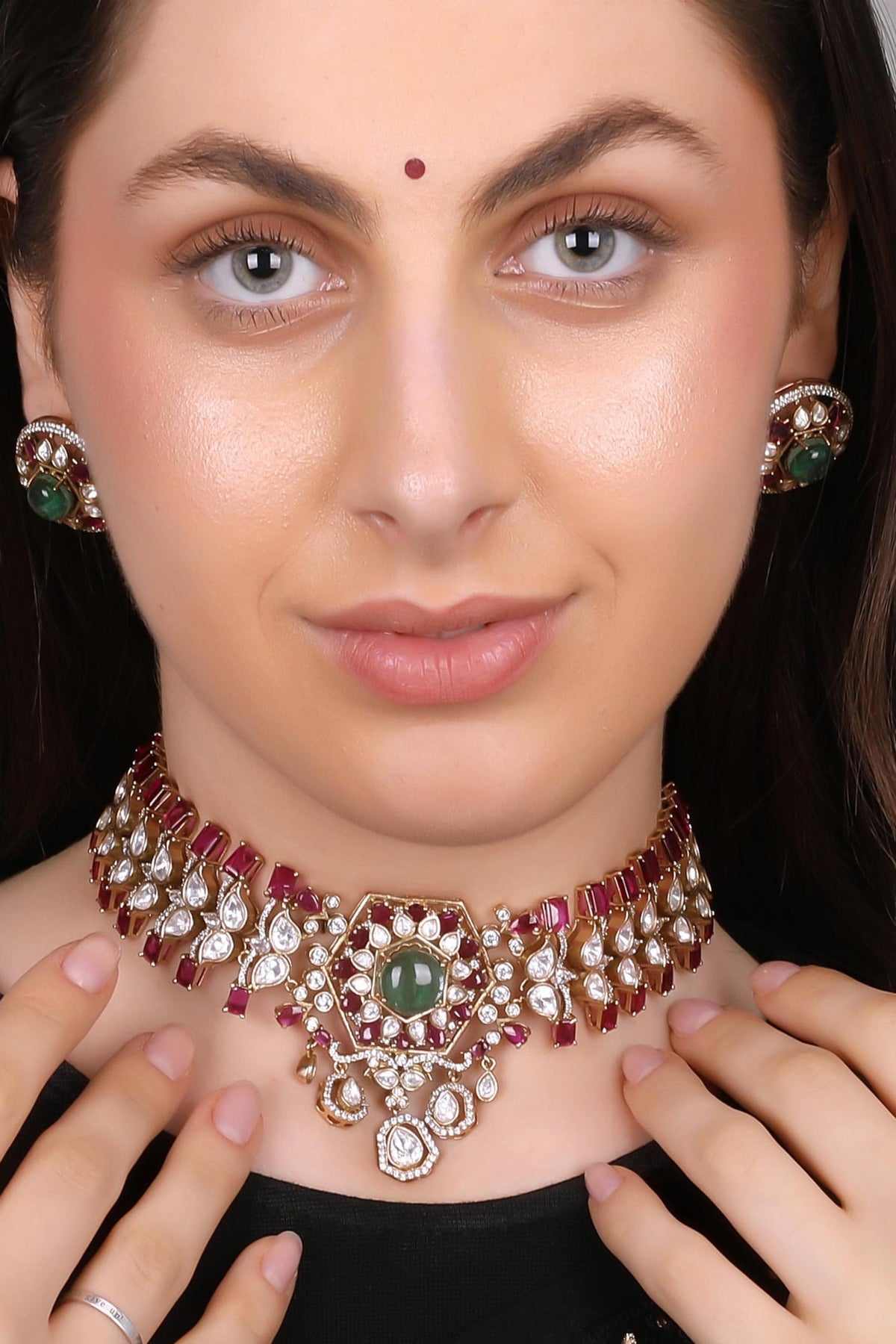 Regal Ruby & Emerald Kundan Choker Set 