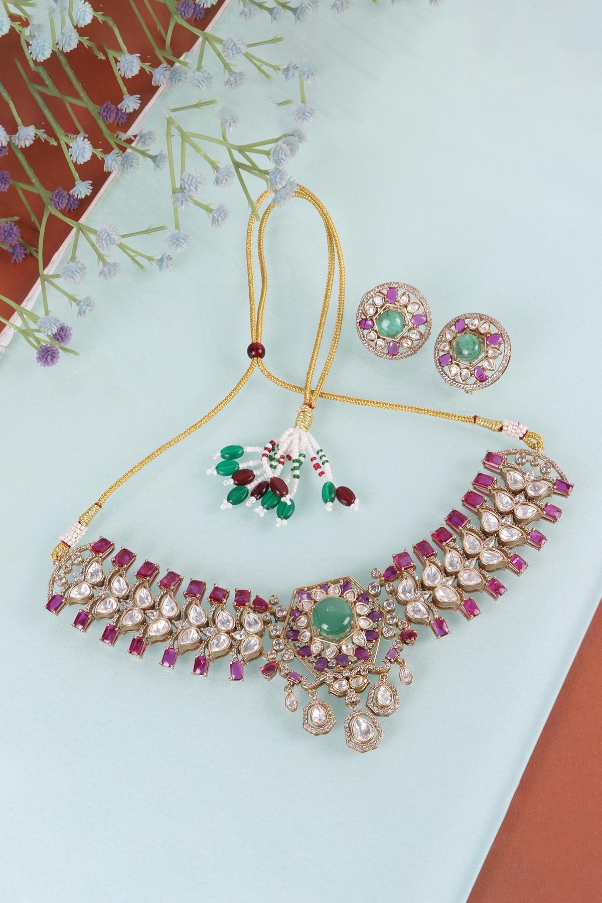 Regal Ruby & Emerald Kundan Choker Set 