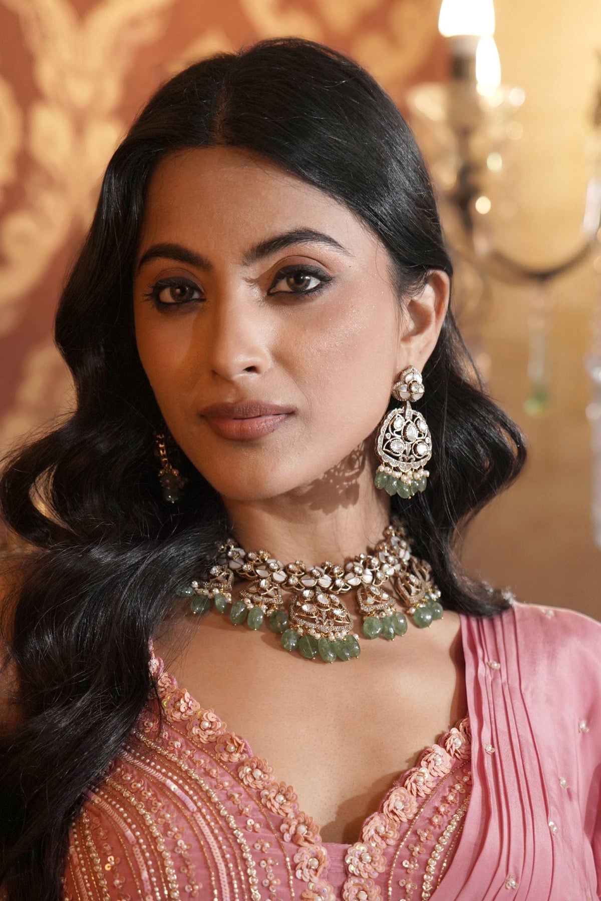 Emerald Kundan Polki Choker Set 