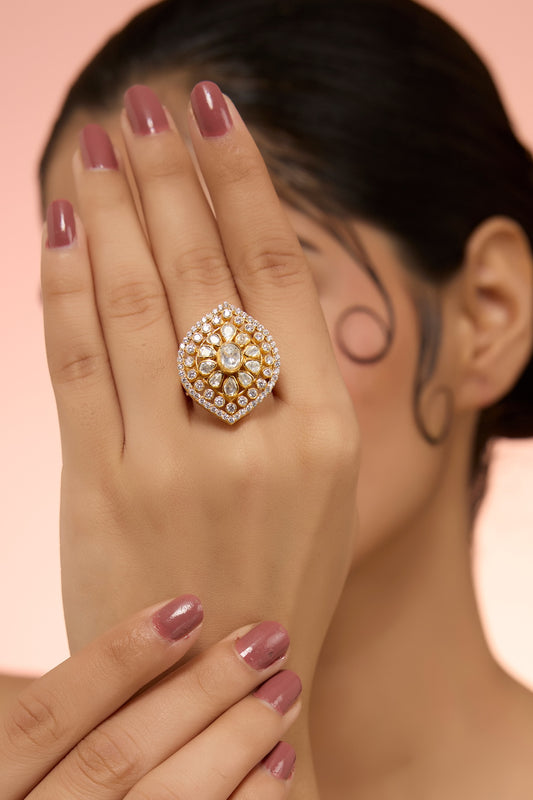 Designer Moissanite Polki Ring 