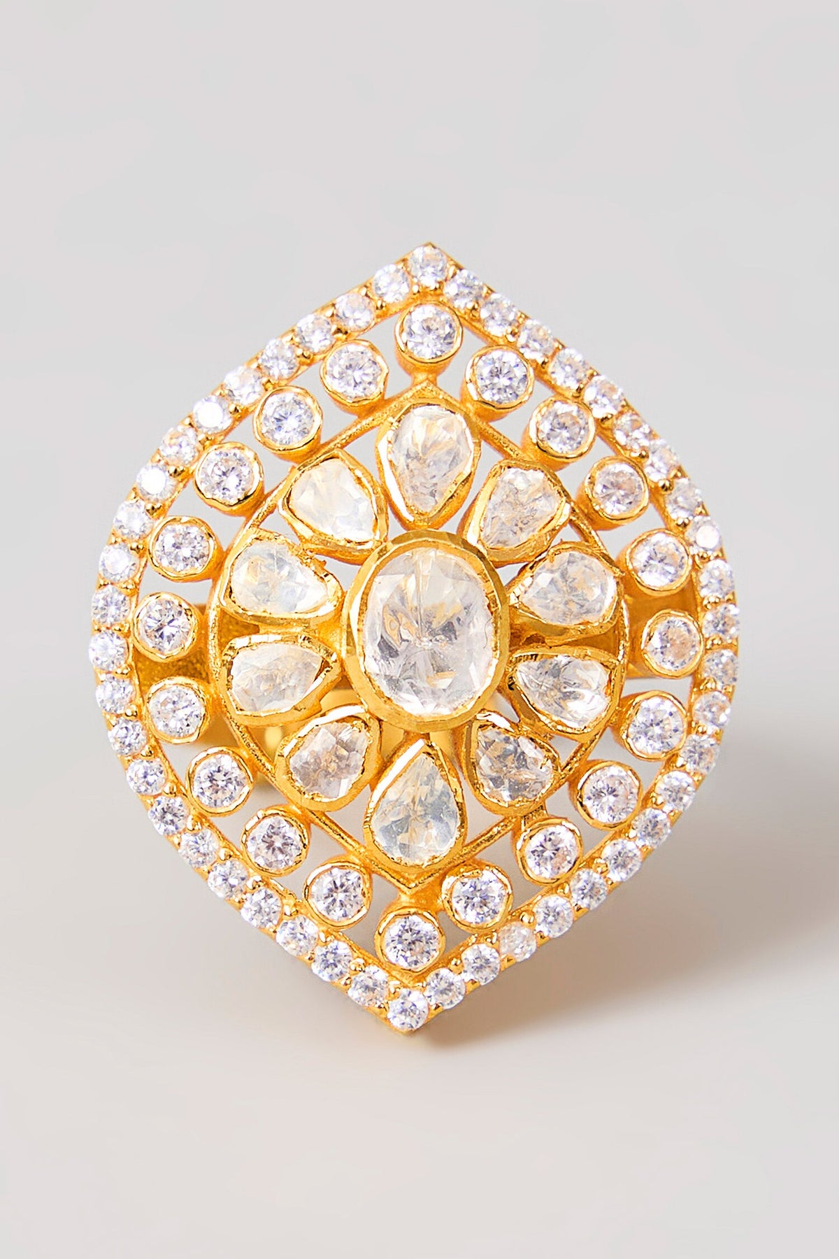 Designer Moissanite Polki Ring 