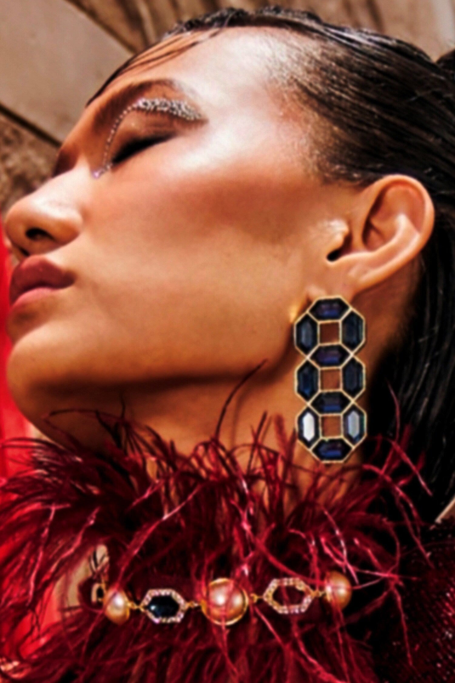 Cavana Statement Studs with Blue Crystals 
