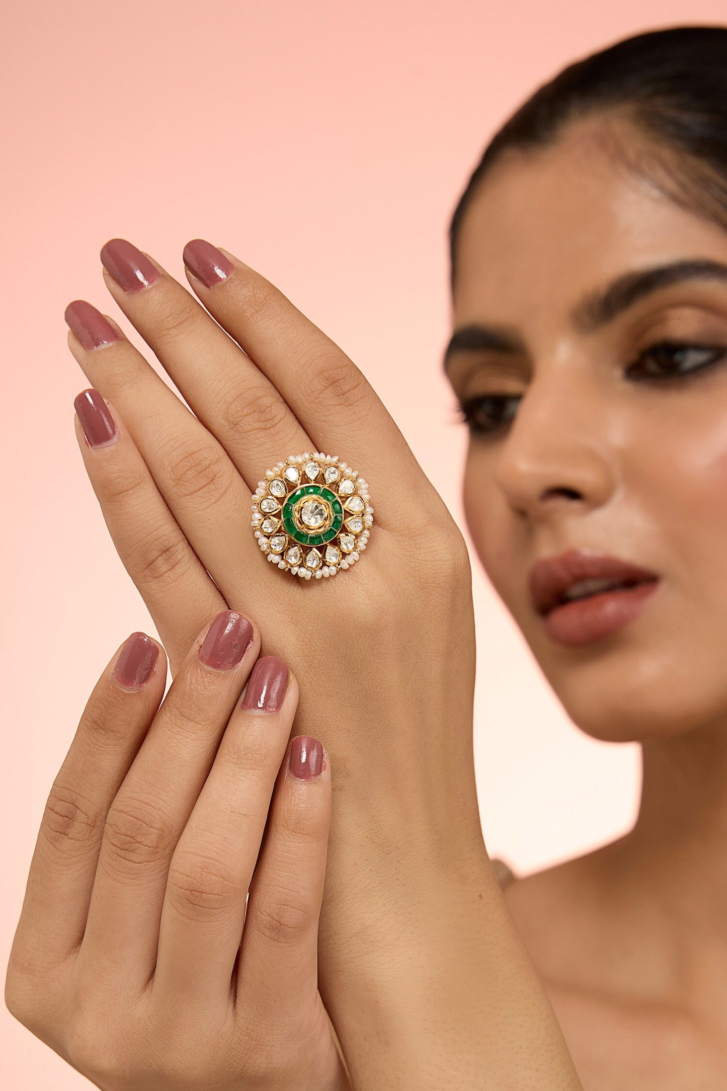 Handcrafted Moissanite Polki Ring 