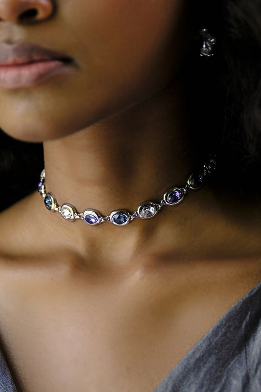 Designer Blue & Silver Choker 