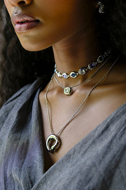 Designer Blue & Silver Choker 