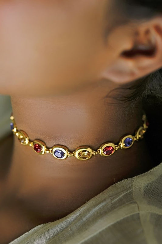 Multicolour Gold Plated Choker 