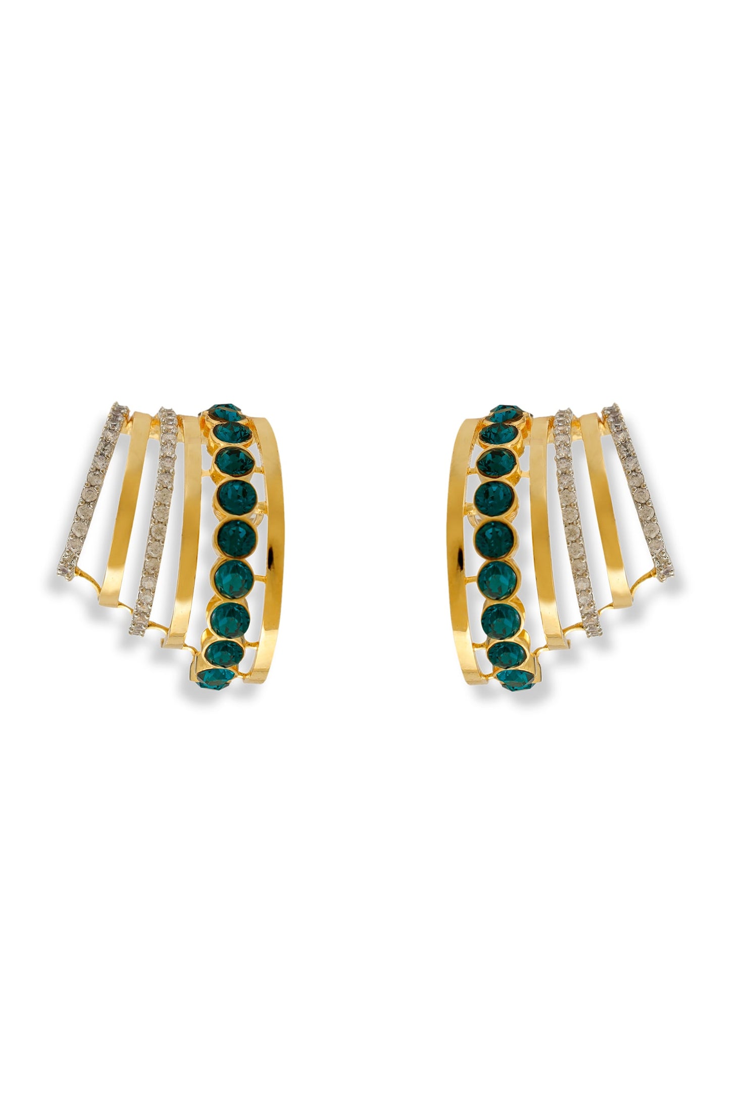 Gold Plated Green Designer Earrings 
