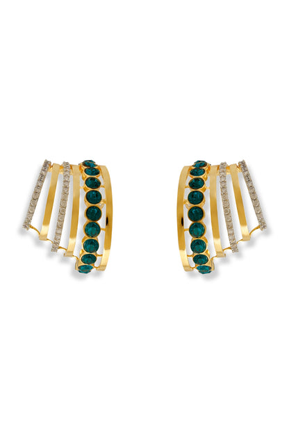 Gold Plated Green Designer Earrings 