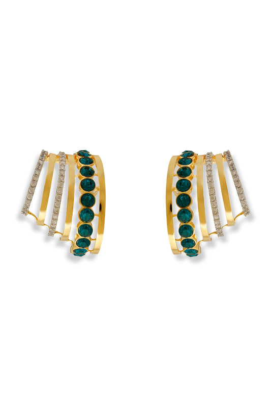 Gold Plated Green Designer Earrings 