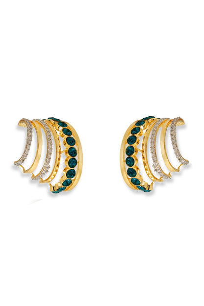 Gold Plated Green Designer Earrings 