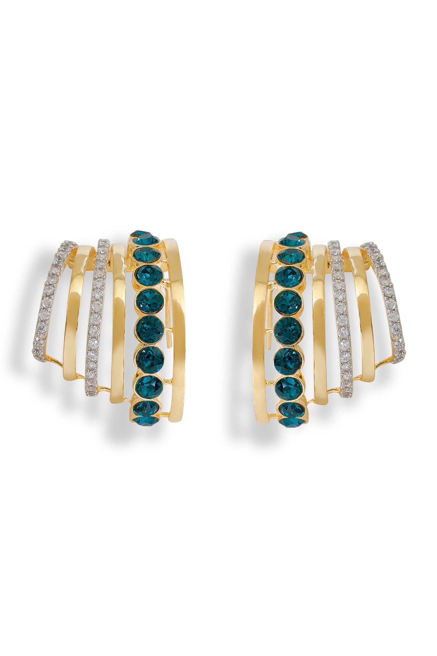 Gold Plated Green Designer Earrings 