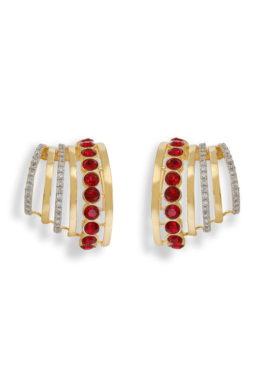 Designer Red Gold Plated Earrings 