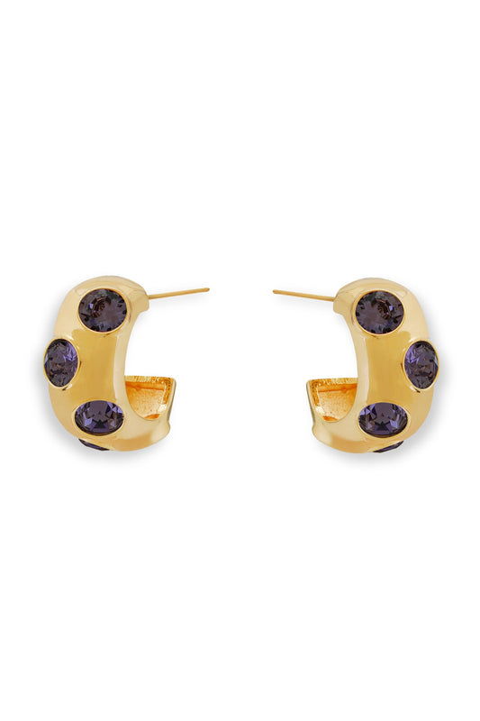 Purple Signet Gold Plated Earrings 