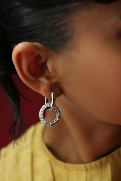 Designer Silver Plated Hoop Earrings 