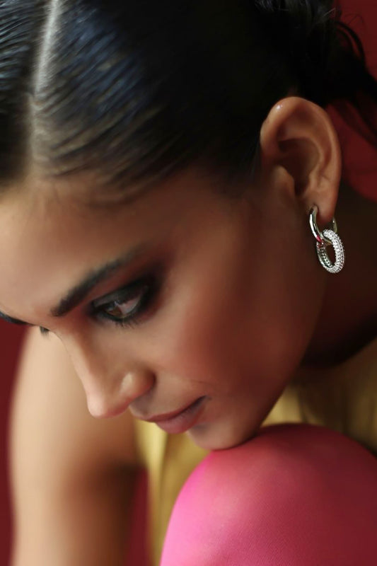 Designer Silver Plated Hoop Earrings 