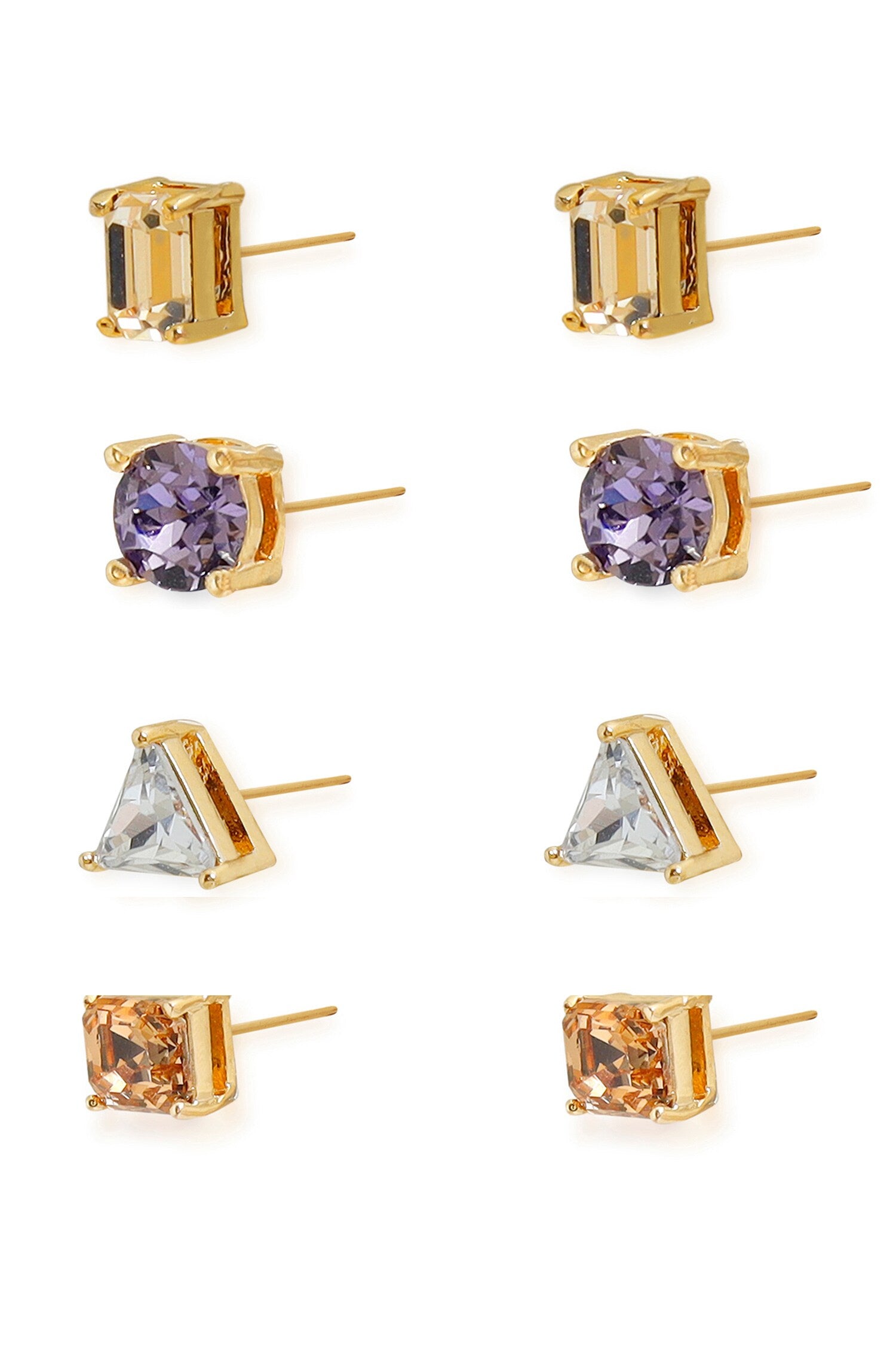 Multi Color Stud Earrings Set 