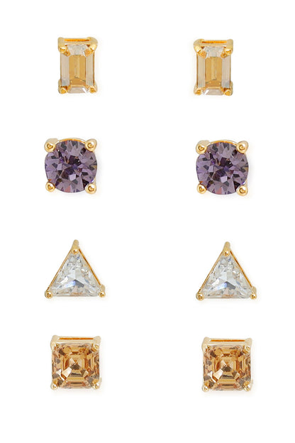 Multi Color Stud Earrings Set 