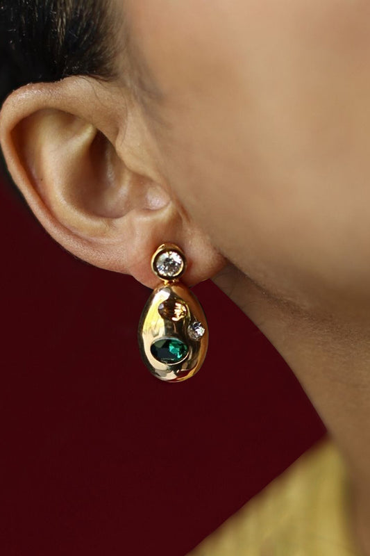 Designer Green Stone Earrings Set 