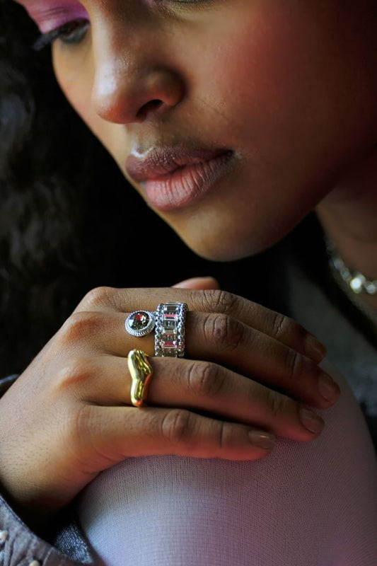 Purple Gold Plated Designer Ring 