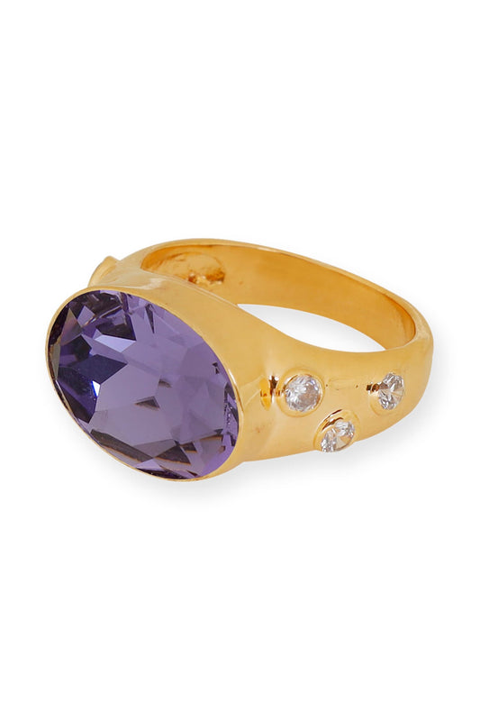 Purple Gold Plated Designer Ring 