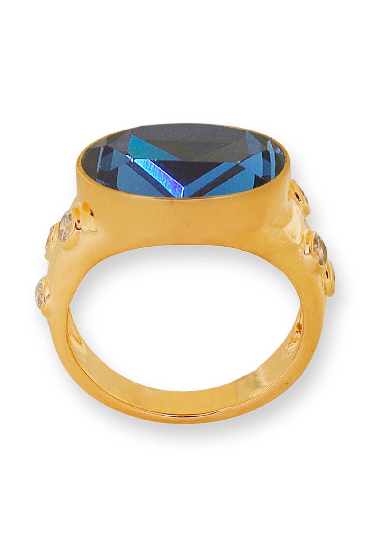 Designer Blue Gold Plated Ring 