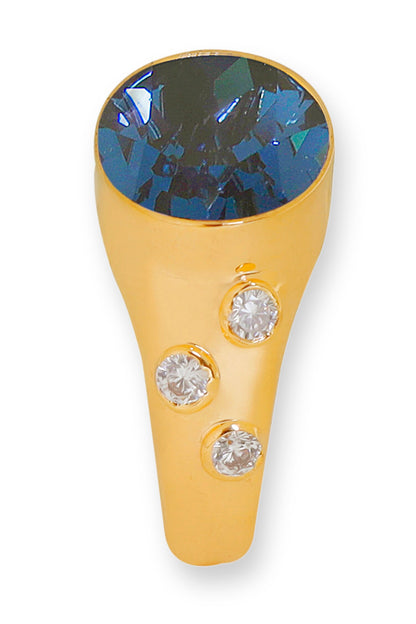 Designer Blue Gold Plated Ring 