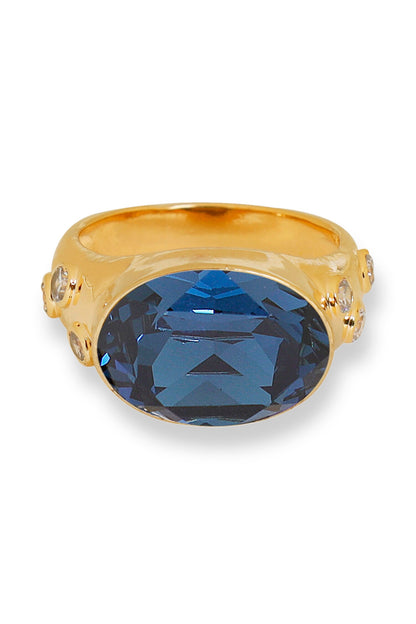 Designer Blue Gold Plated Ring 