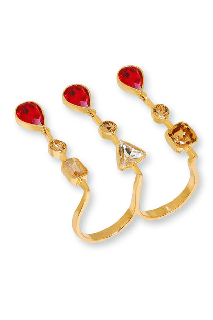 Designer Red Stone Gold Plated Ring 