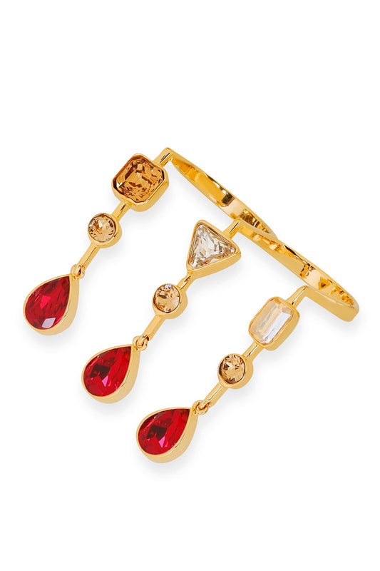 Designer Red Stone Gold Plated Ring 