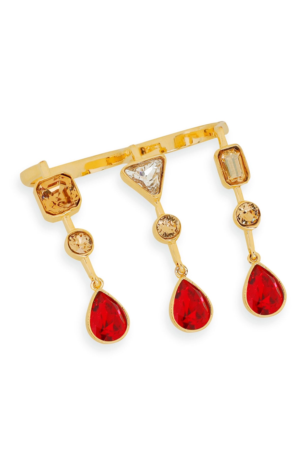 Designer Red Stone Gold Plated Ring 