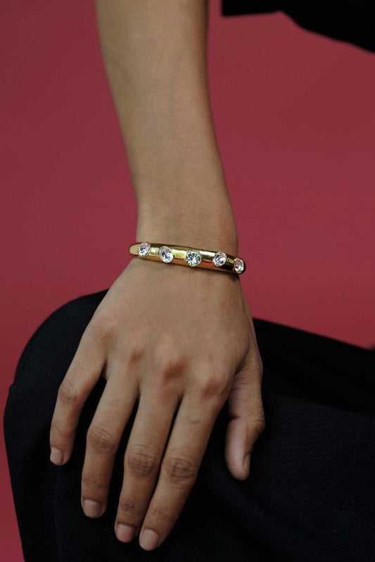 Gold Plated White Stone Bracelet 