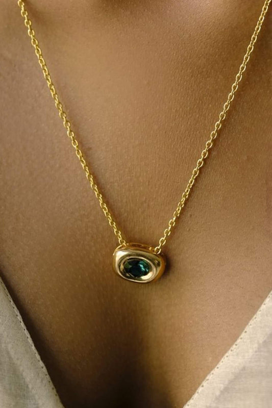 Gold Plated Purple Pendant Necklace 