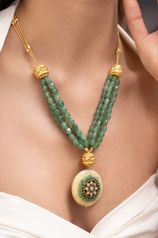 Sakina Green Beaded Necklace 