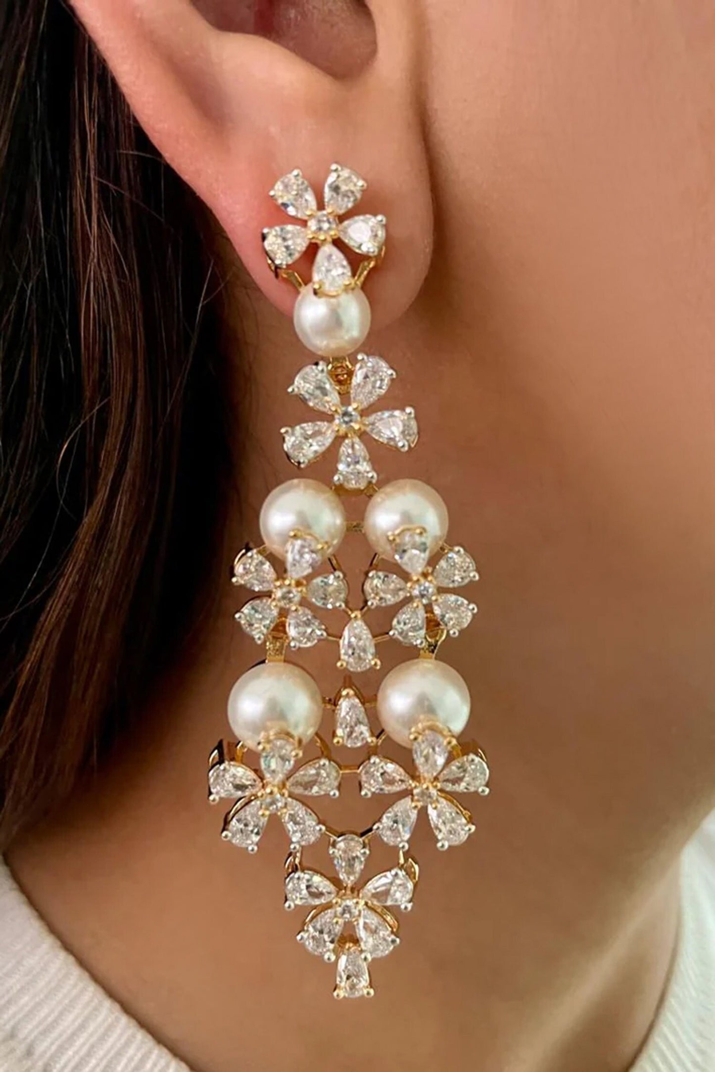 Dual Pearl Floret Necklace Set 